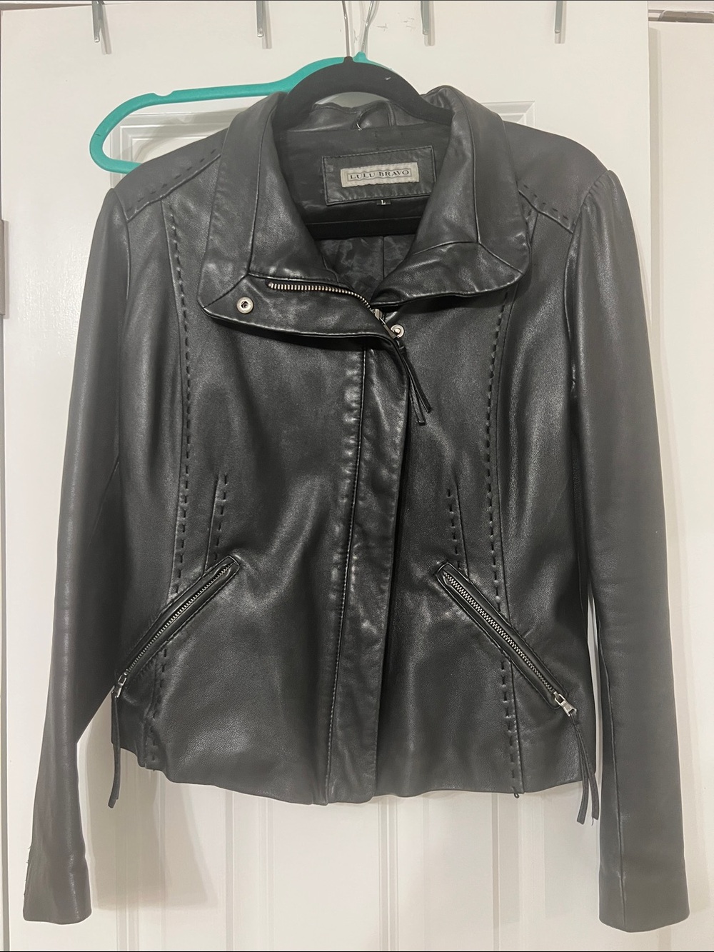 Lulu Bravo 100% genuine Black Leather Zip-Front Women's Jacket